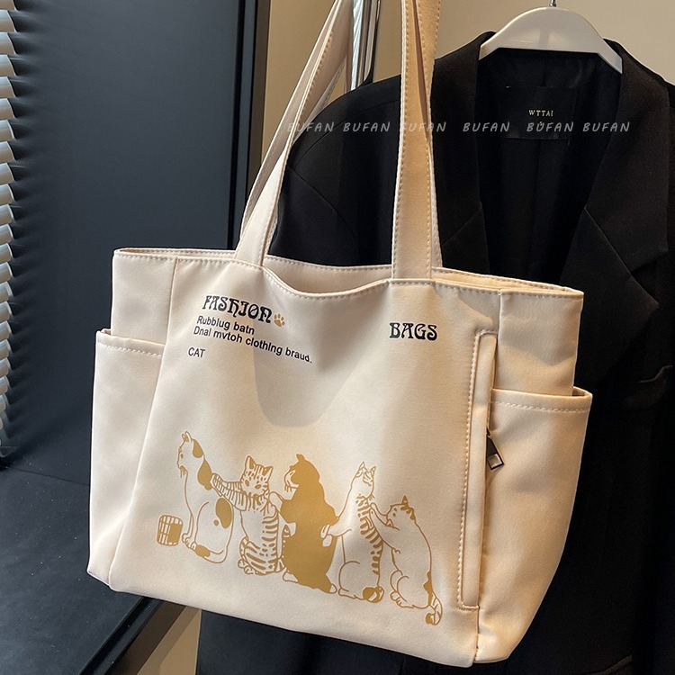 Large Capacity Canvas Tote Bag Women 2024 New Shoulder Bag Summer Fashion Commuter Bag - Image 4