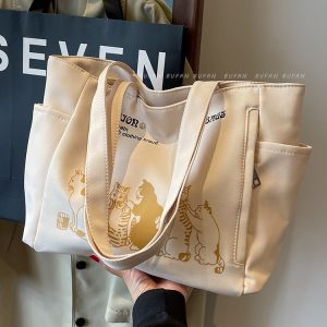 Large Capacity Canvas Tote Bag Women 2024 New Shoulder Bag Summer Fashion Commuter Bag