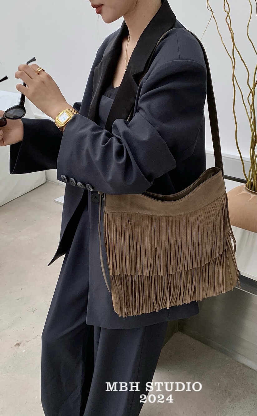 MBH Fringe Suede Trendy Large Capacity Shoulder Tote Bag - Image 2