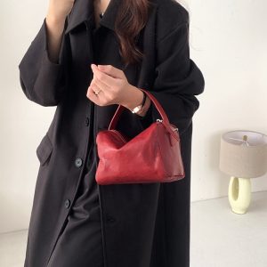 MBH Top-Grain Vegetable-Tanned Leather Boston Handbag Crossbody Bag with Shoulder Strap