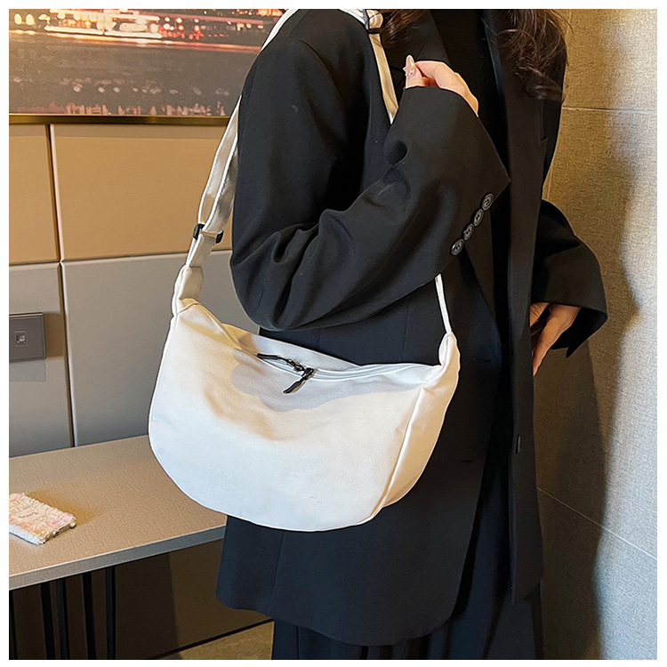 2024 New Solid Color Premium Canvas Shoulder Crossbody Women's Small Bag - Image 2
