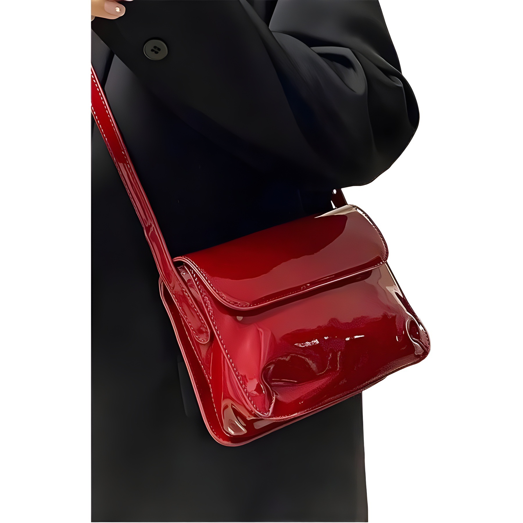MZ Women's Retro Patent Leather Small Square Bag 2024 Crossbody Shoulder Bag - Image 3