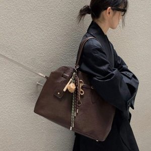 MBH Top-Grain Cowhide Maillard Shell Bag Large-Capacity Commuter Shoulder Handbag