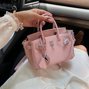 MBH Candy Color Top Layer Cowhide Mini Platinum Bag Shoulder Crossbody with Strap