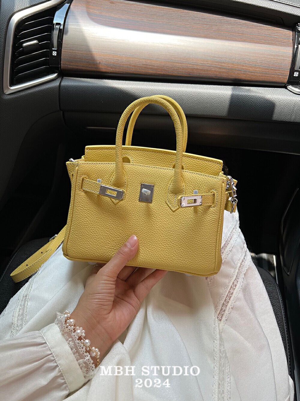 MBH Candy Color Top Layer Cowhide Mini Platinum Bag Shoulder Crossbody with Strap - Image 2
