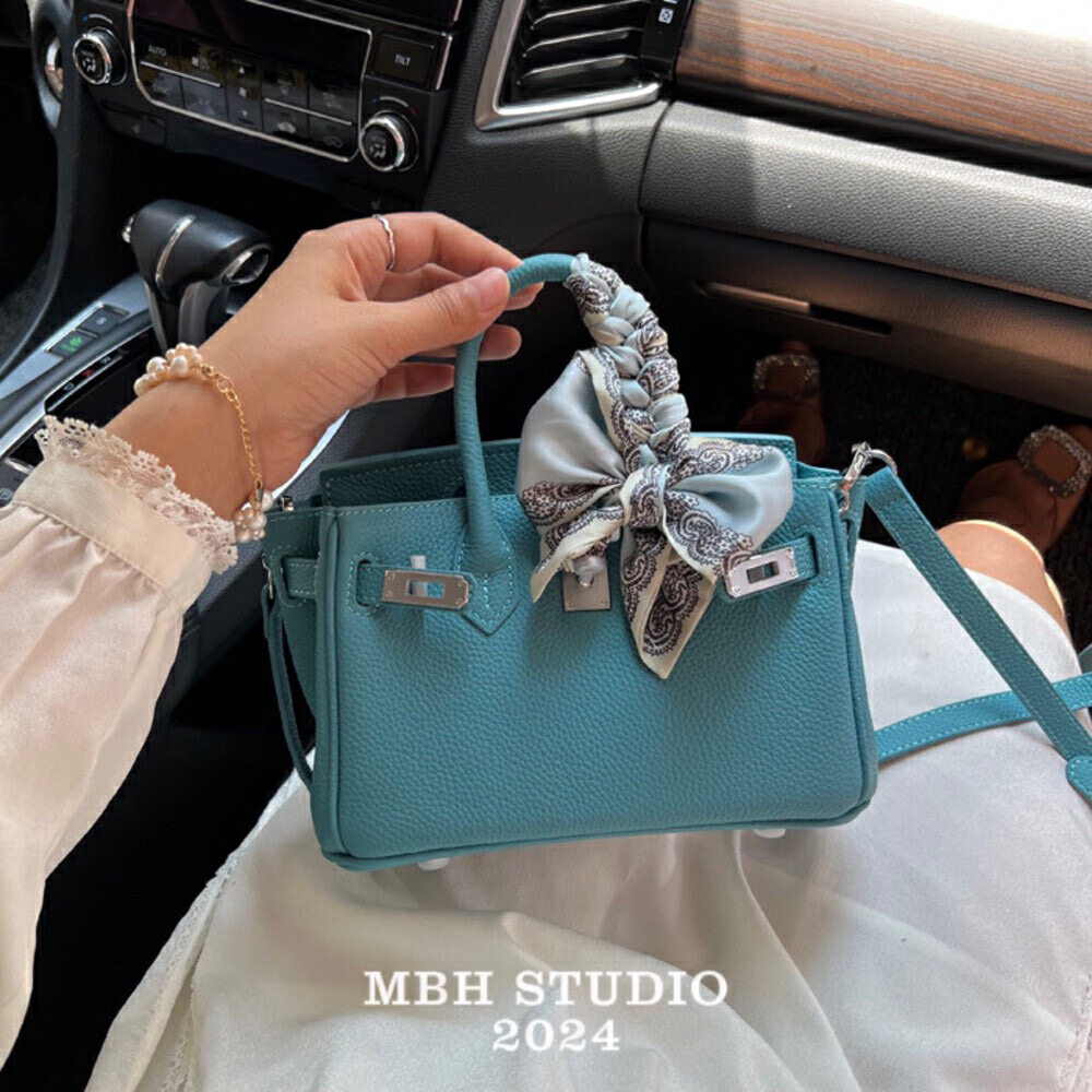 MBH Candy Color Top Layer Cowhide Mini Platinum Bag Shoulder Crossbody with Strap - Image 3