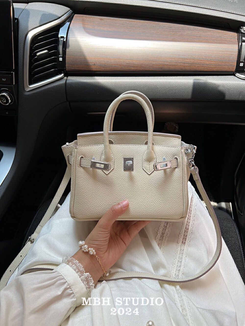 MBH Candy Color Top Layer Cowhide Mini Platinum Bag Shoulder Crossbody with Strap - Image 4