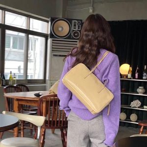 MBH Korean Style Top Grain Leather Boston Bowling Large Capacity Commuter Shoulder Bag