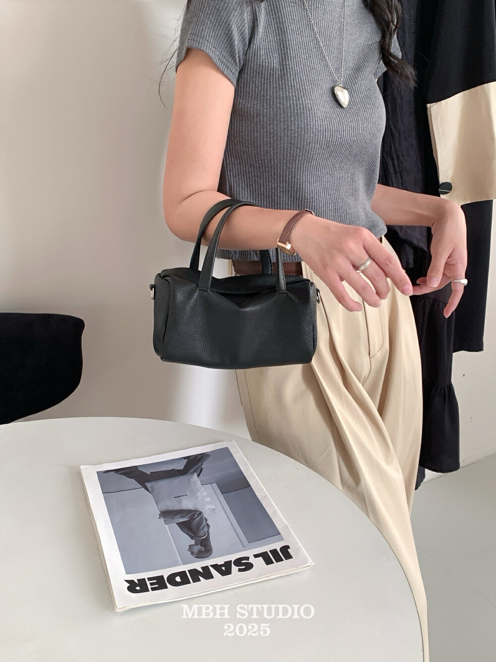 Top Layer Sheepskin Minimalist Toast Bag Premium Soft Leather Boston Bowling Crossbody Handbag with Shoulder Strap - Image 4