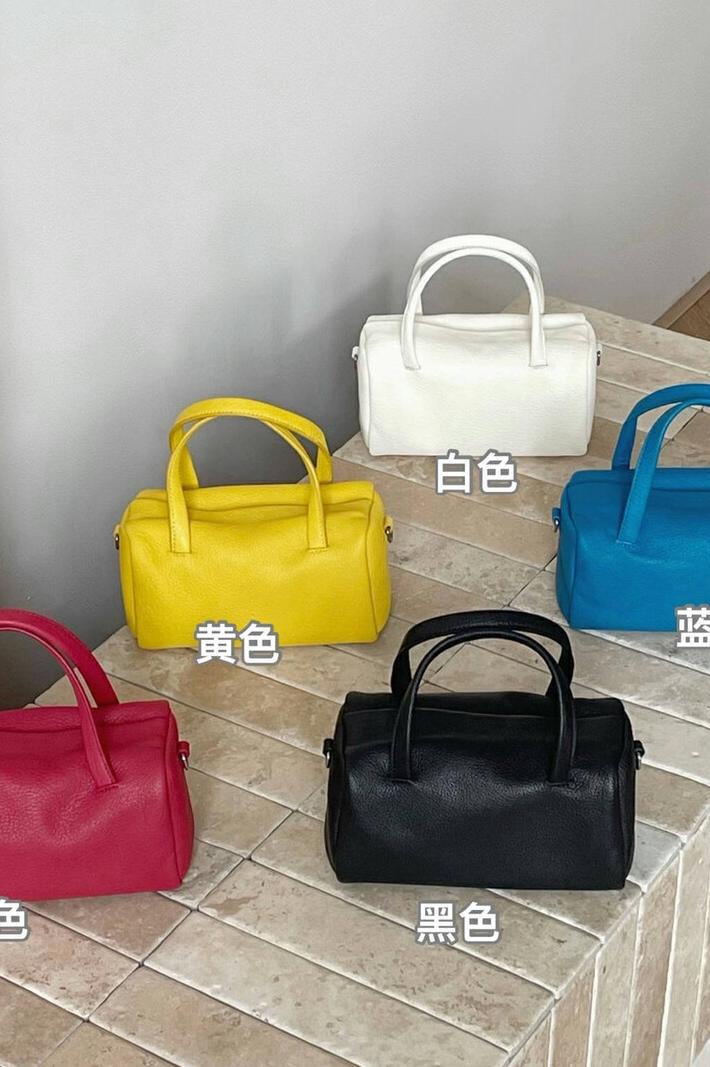 Top Layer Sheepskin Minimalist Toast Bag Premium Soft Leather Boston Bowling Crossbody Handbag with Shoulder Strap - Image 5