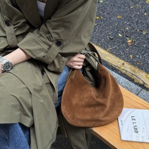 MBH Niche Design Matte Leather Crescent Bag Large Capacity Commuter Hobo Shoulder Bag