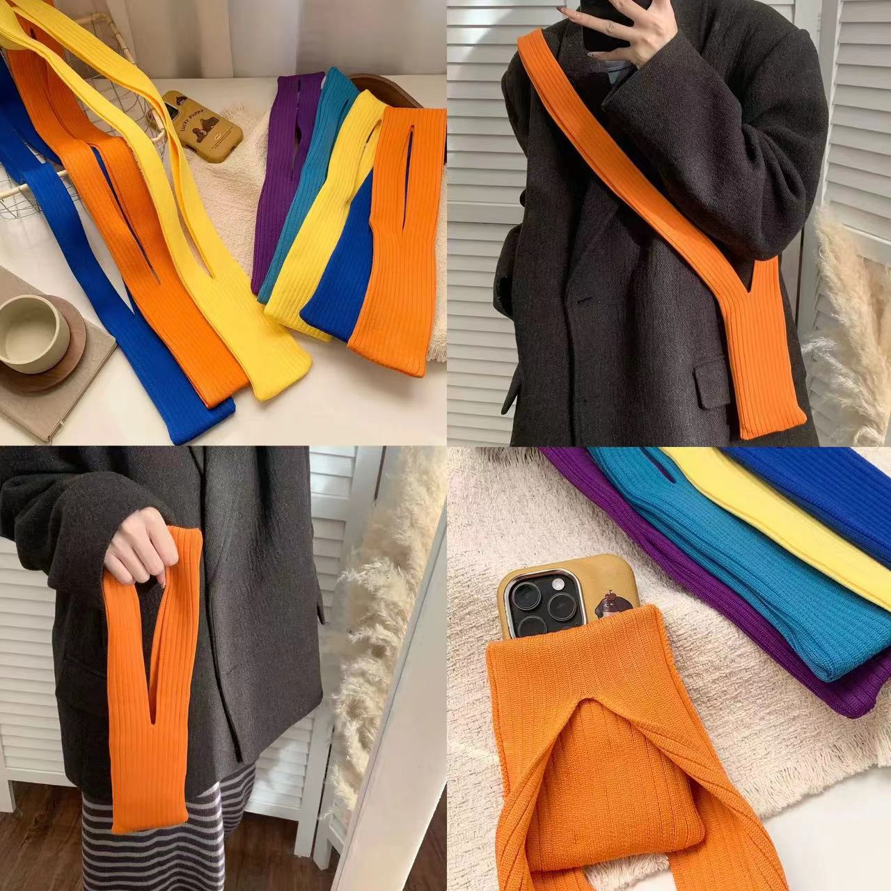apple-style-phone-pouch-minimalist-solid-knit-coin-purse-portable-shoulder-crossbody-bag